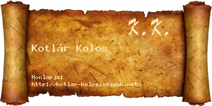 Kotlár Kolos névjegykártya